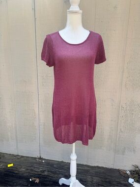 Eileen Fisher Short Sleeve Scoop Neck Tunic - Dusty Rose
